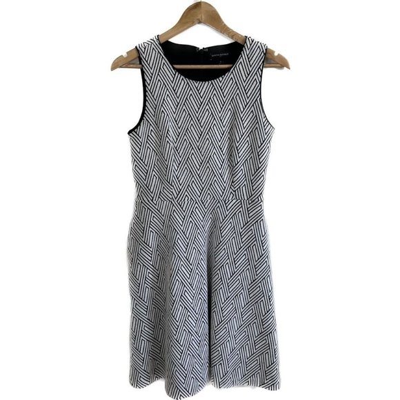 Banana Republic Black/White Geometric/Chevron High Waist/A-Line Dress - Picture 14 of 16
